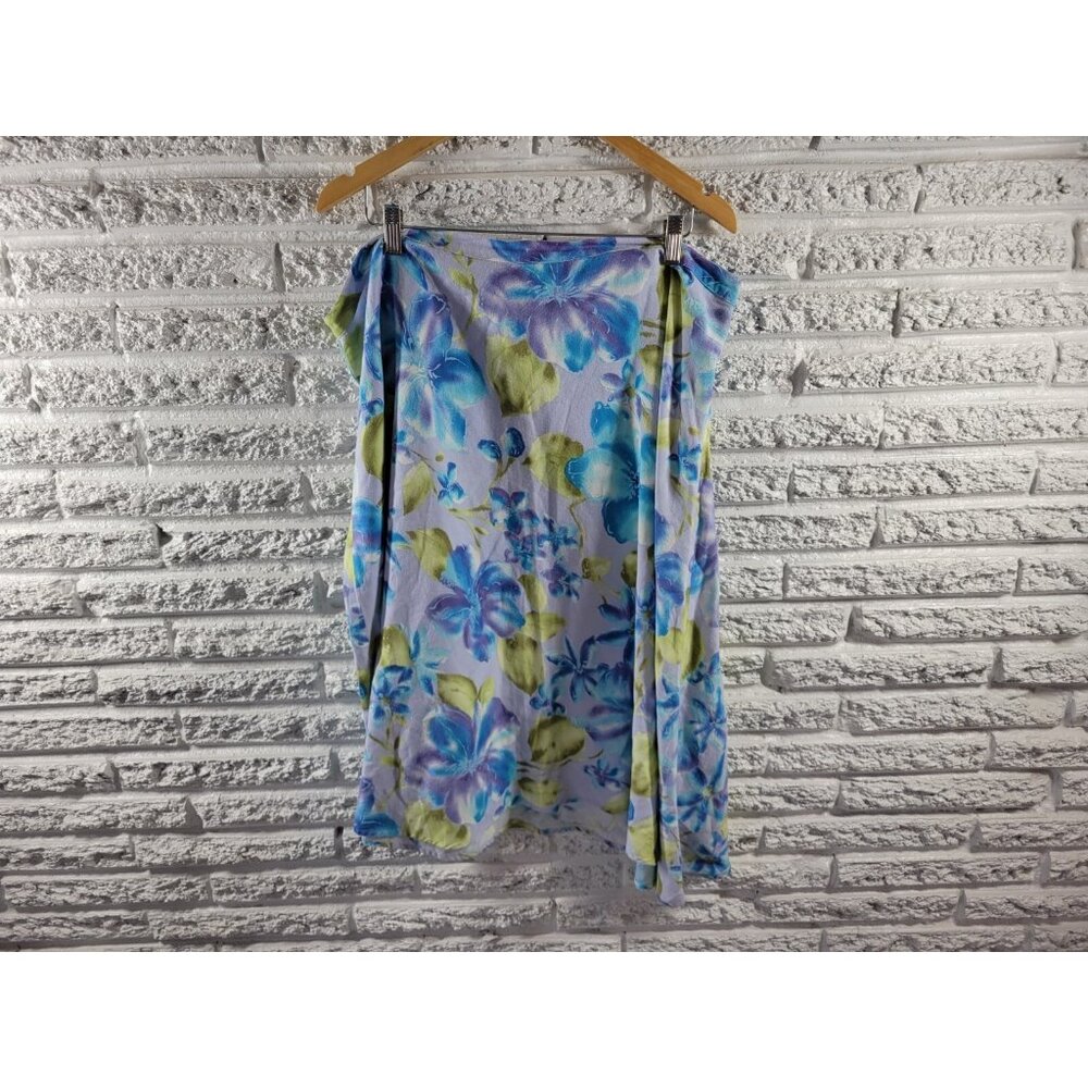 Avenue Womens Skirt 20 Plus ALine Blue Yellow Floral Zip Up Office FLO127E